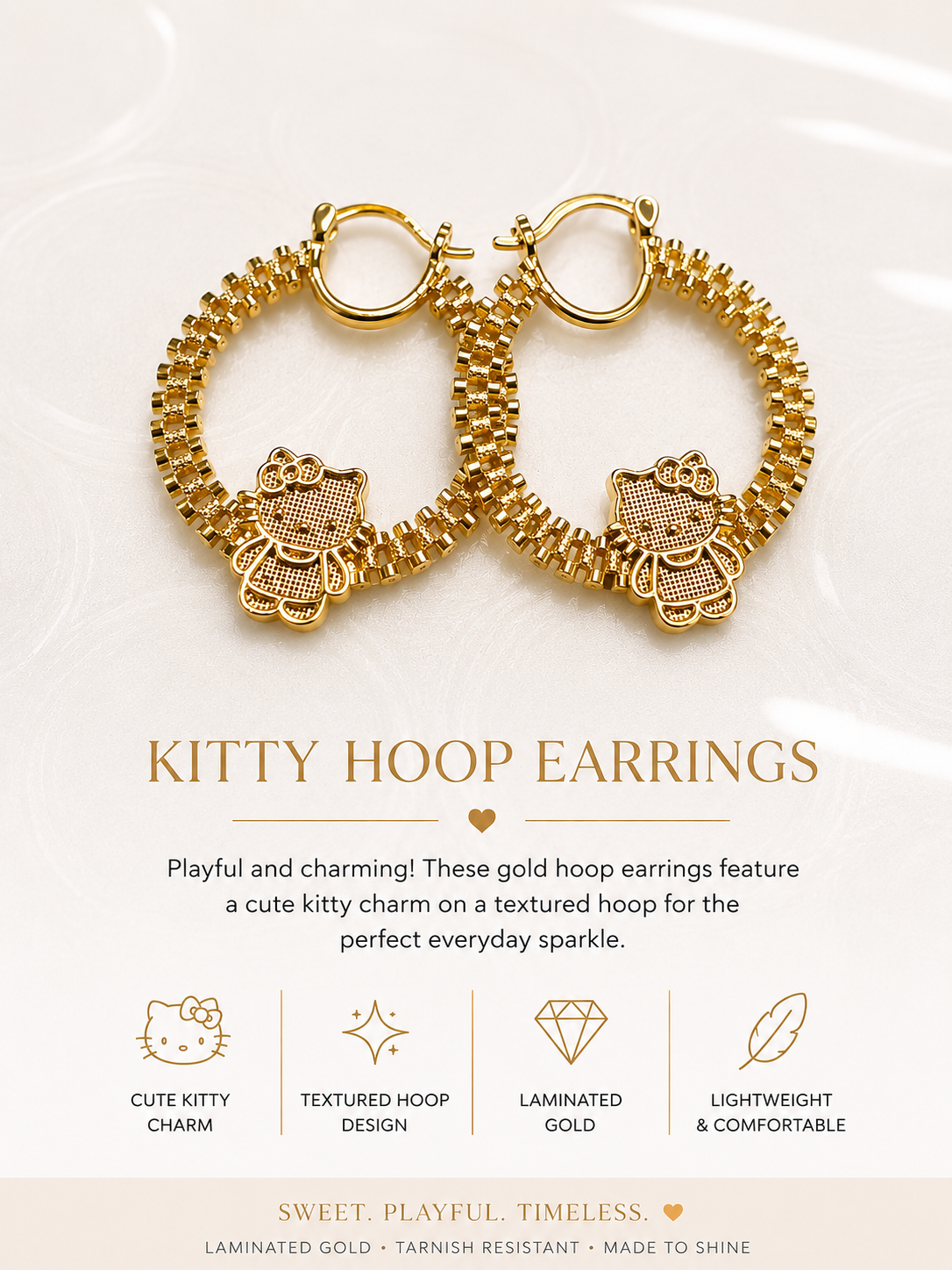 Sweet Bow Cat Statement Hoop Earrings