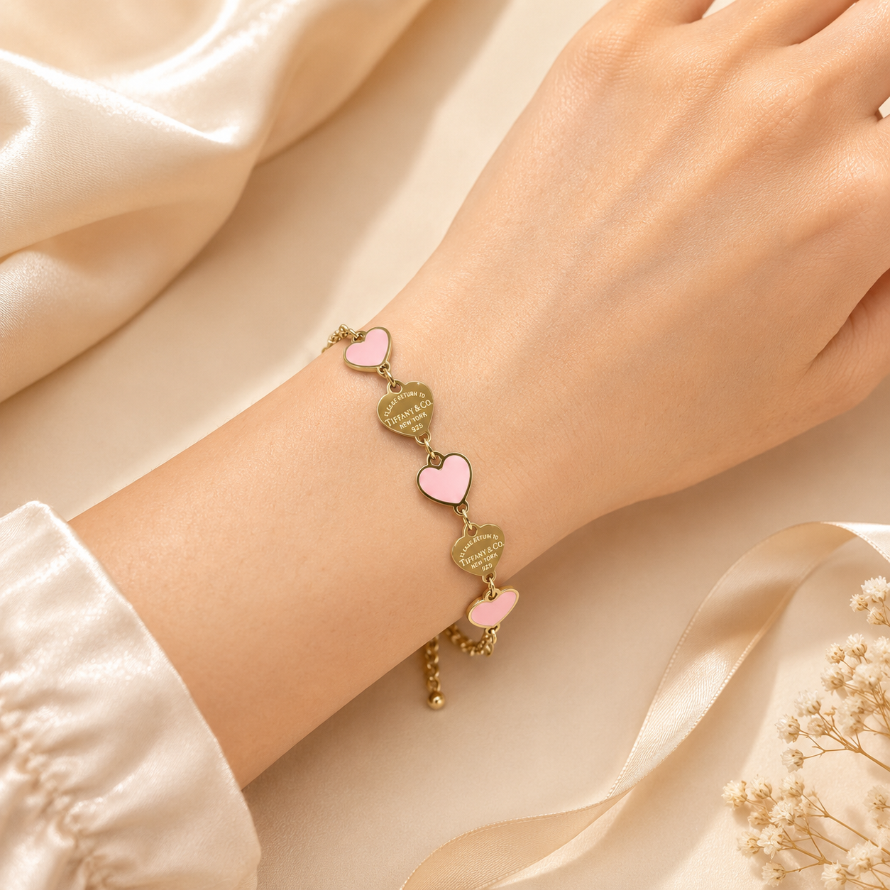 Blush heart bracelet