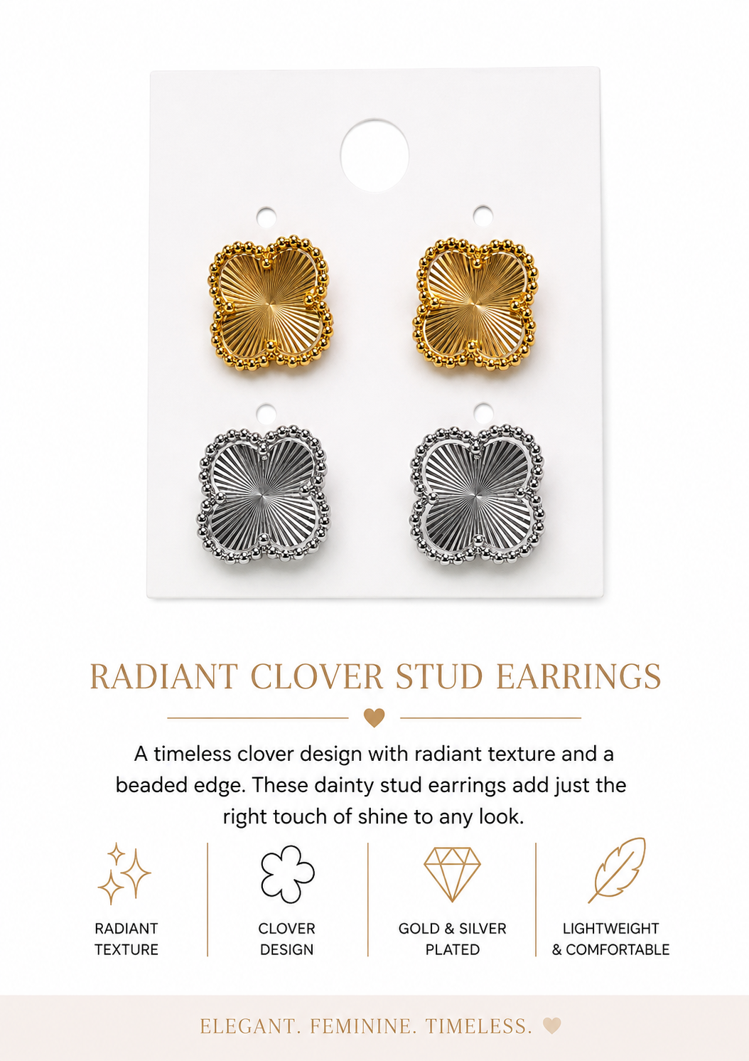 Radiant Four-Petal Stud Earrings