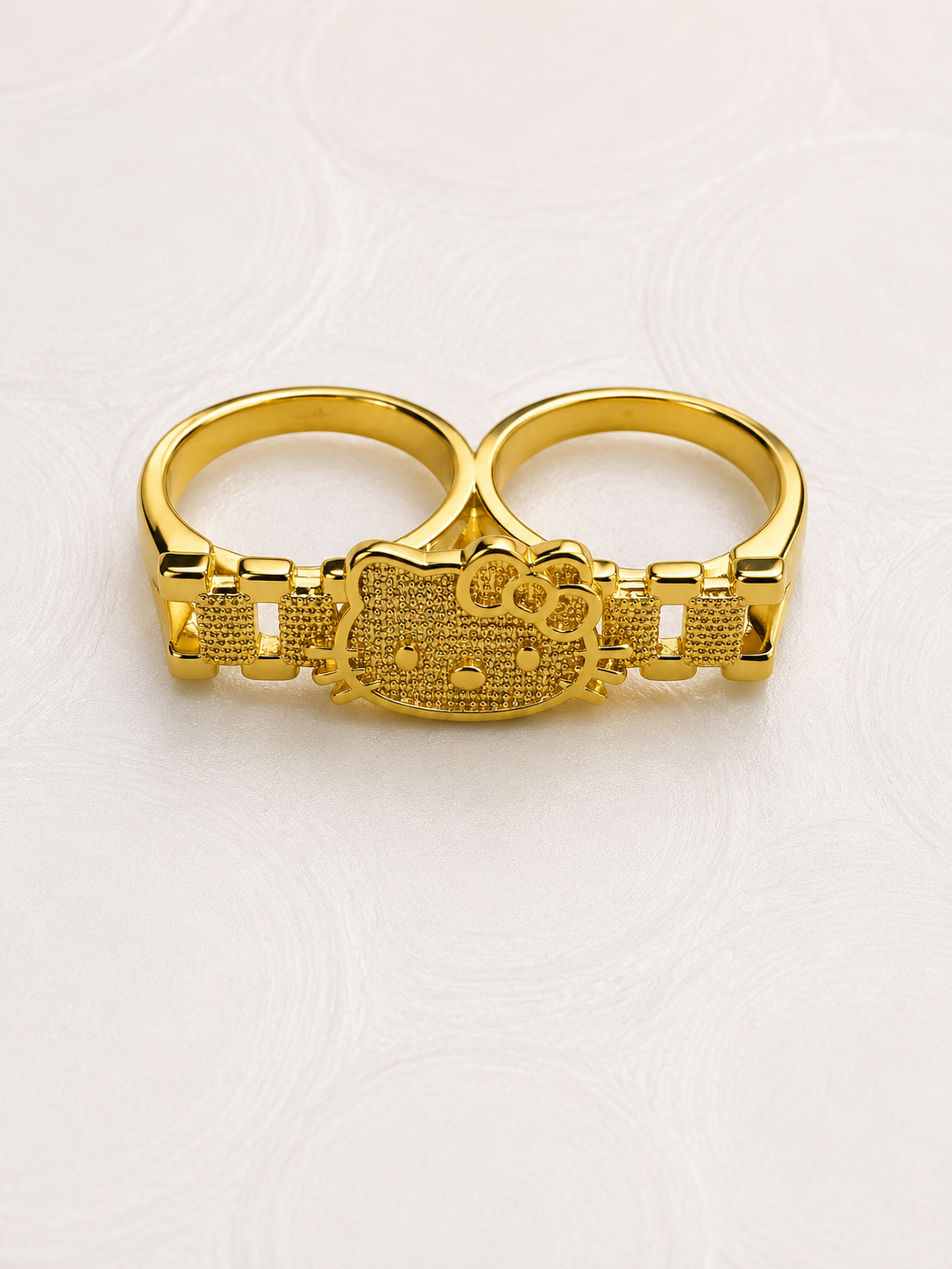 Sweet Bow Cat Double Ring