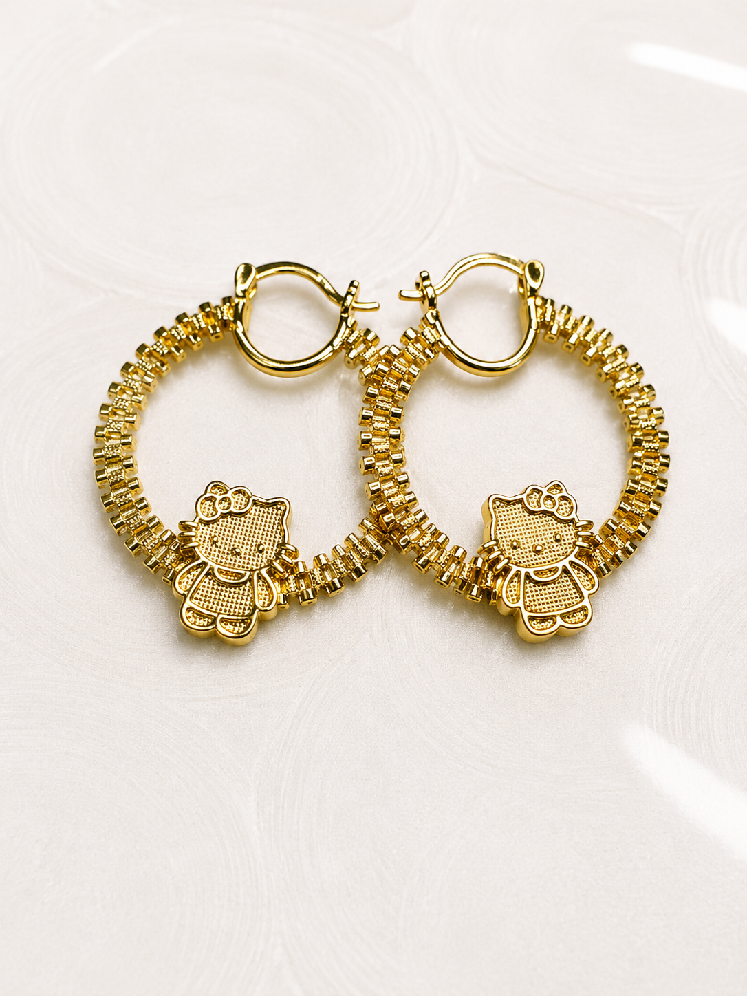 Sweet Bow Cat Statement Hoop Earrings