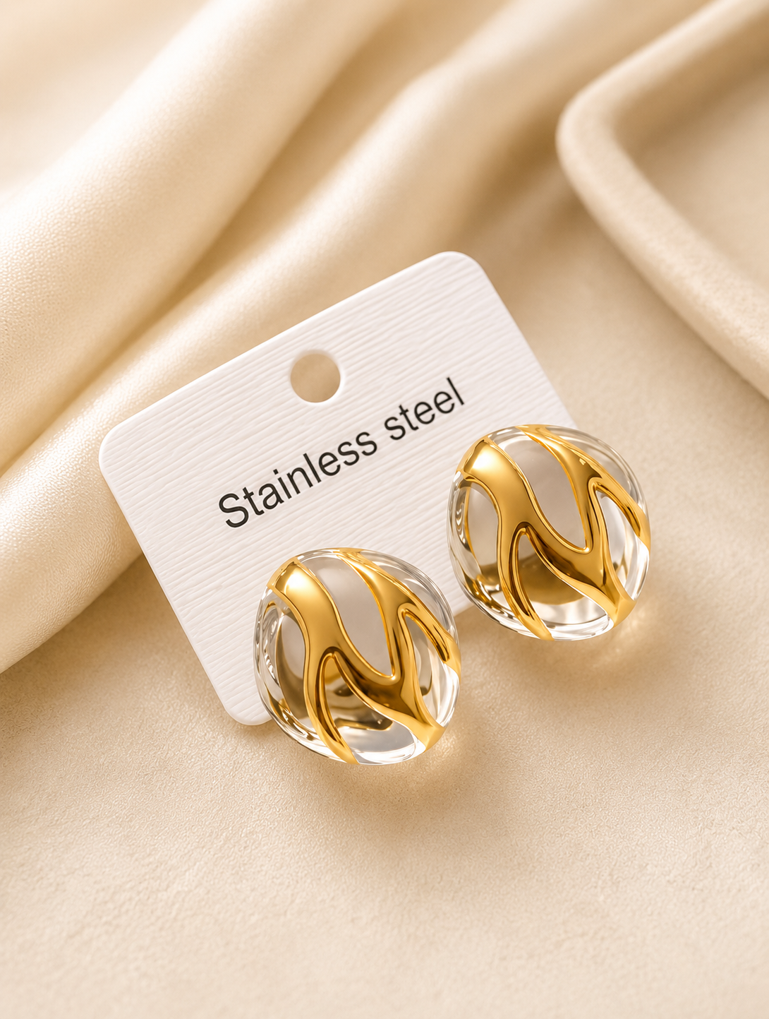 Golden Tide Glass Stud Earrings