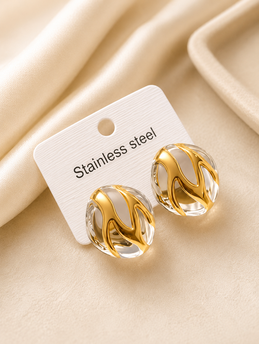 Golden Tide Glass Stud Earrings