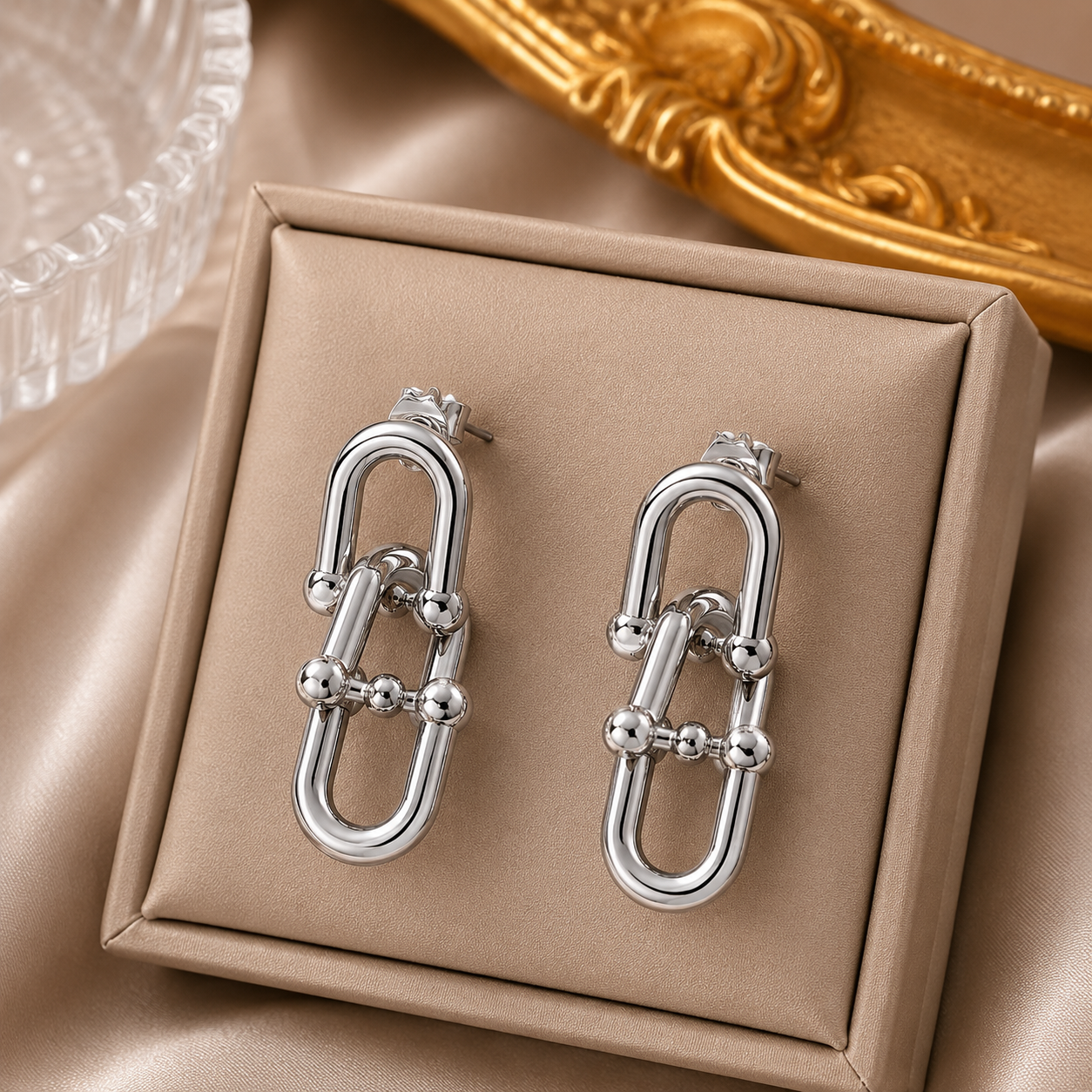 Monaco Link Earrings- Silver