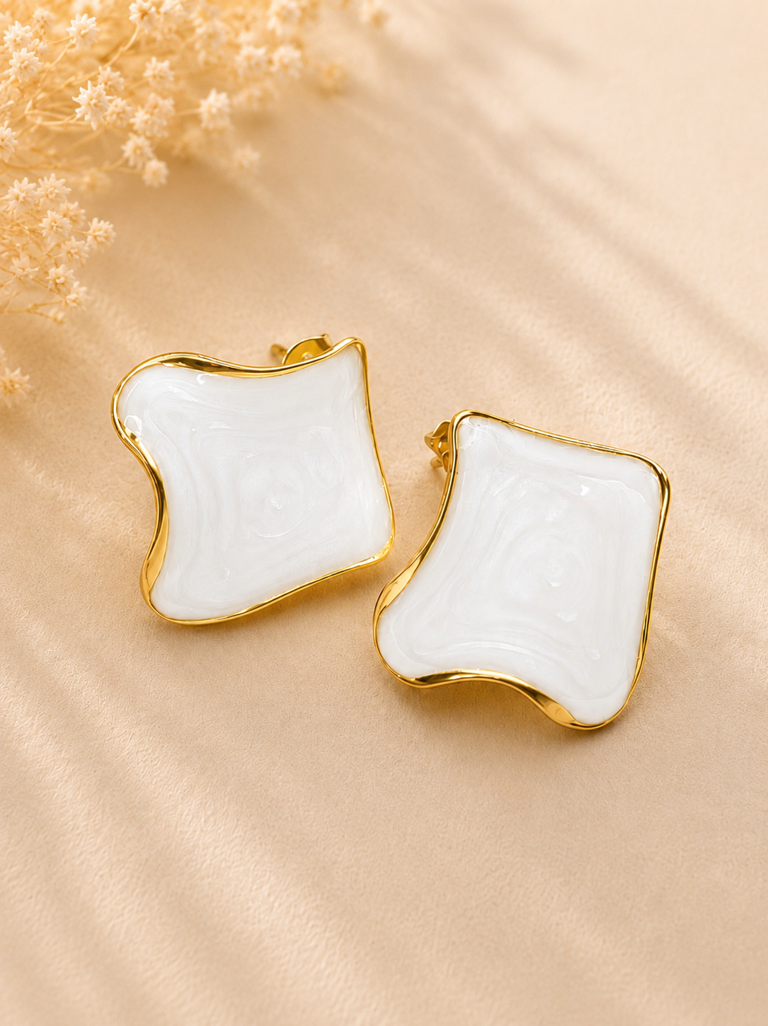 Ivory Wave Statement Stud Earrings