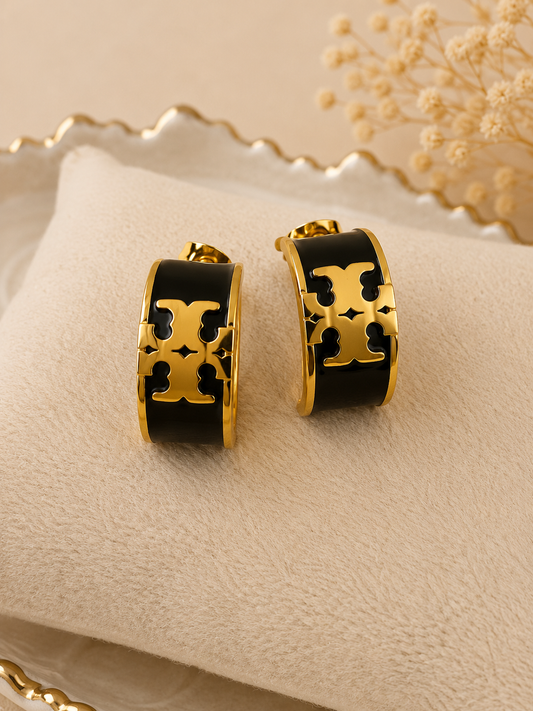 Midnight Clover Hoop Earrings