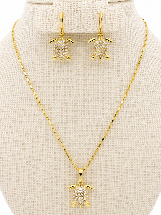 14K Laminated Gold Sea Turtle Jewelry Set