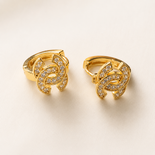Knot Crystal Huggie Earrings