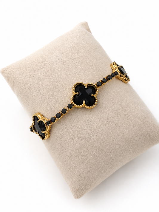Midnight Clover Bracelet – Brazilian 14K Gold Filled