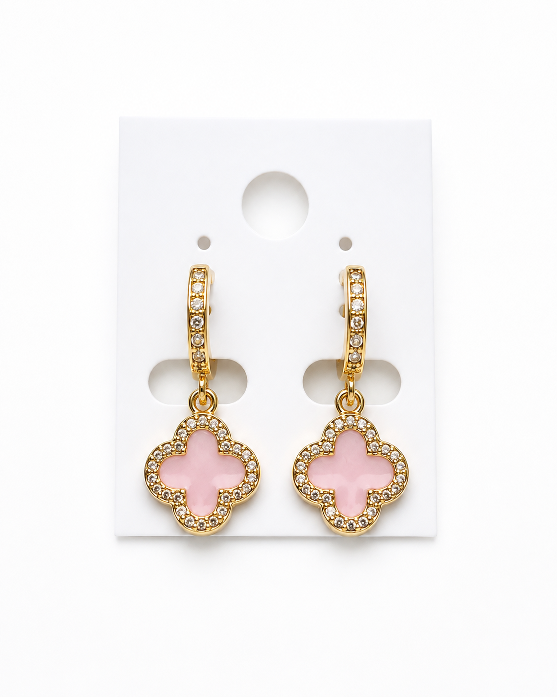 Pink Clover Dangle Earrings