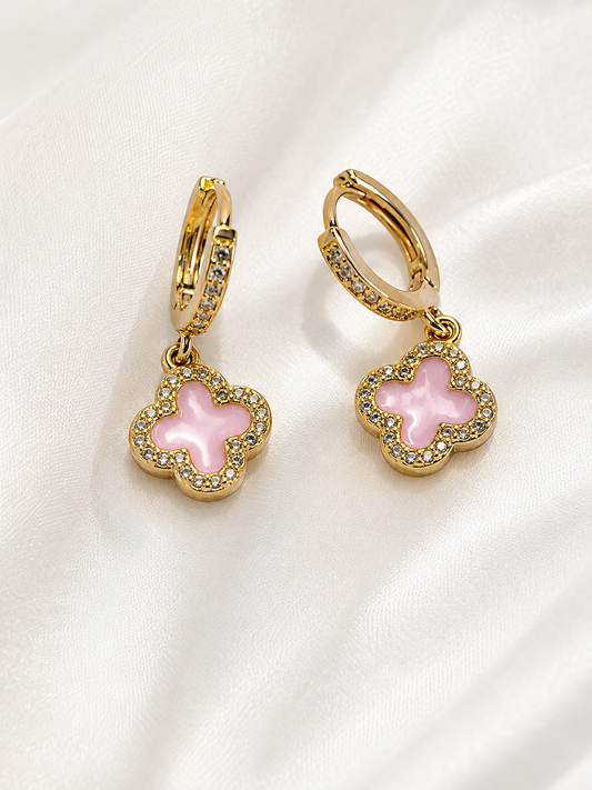 Pink Clover Dangle Earrings