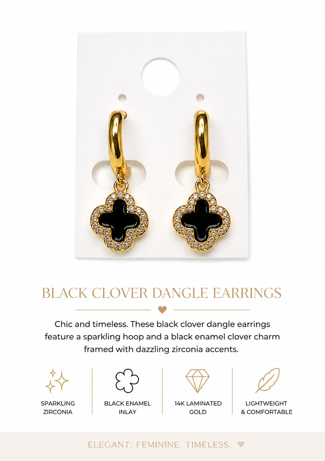 Black Clover Dangle Earrings