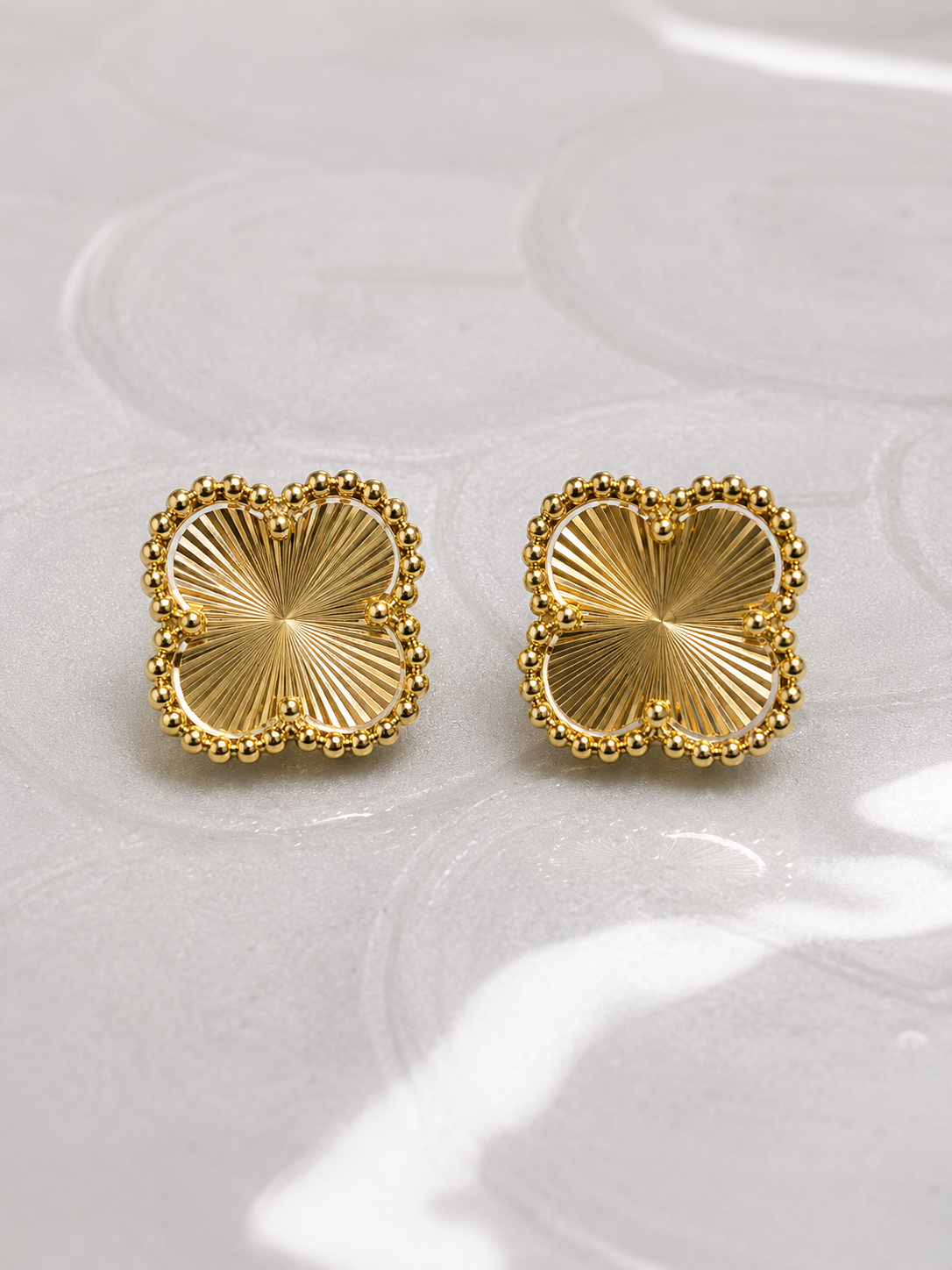 Radiant Four-Petal Stud Earrings