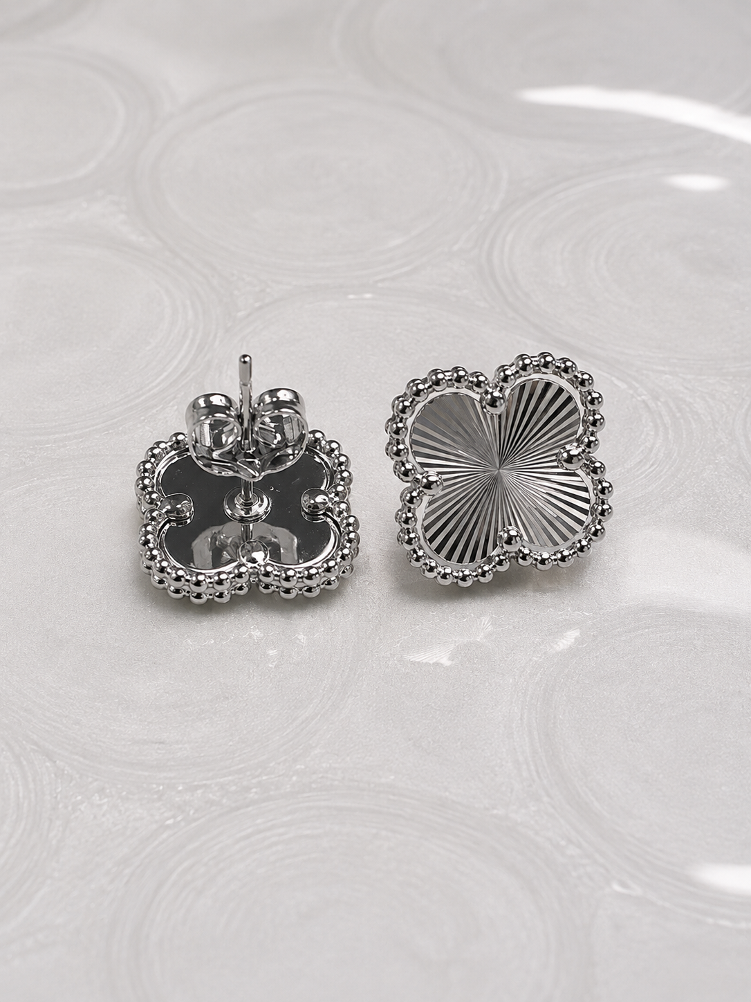 Radiant Four-Petal Stud Earrings